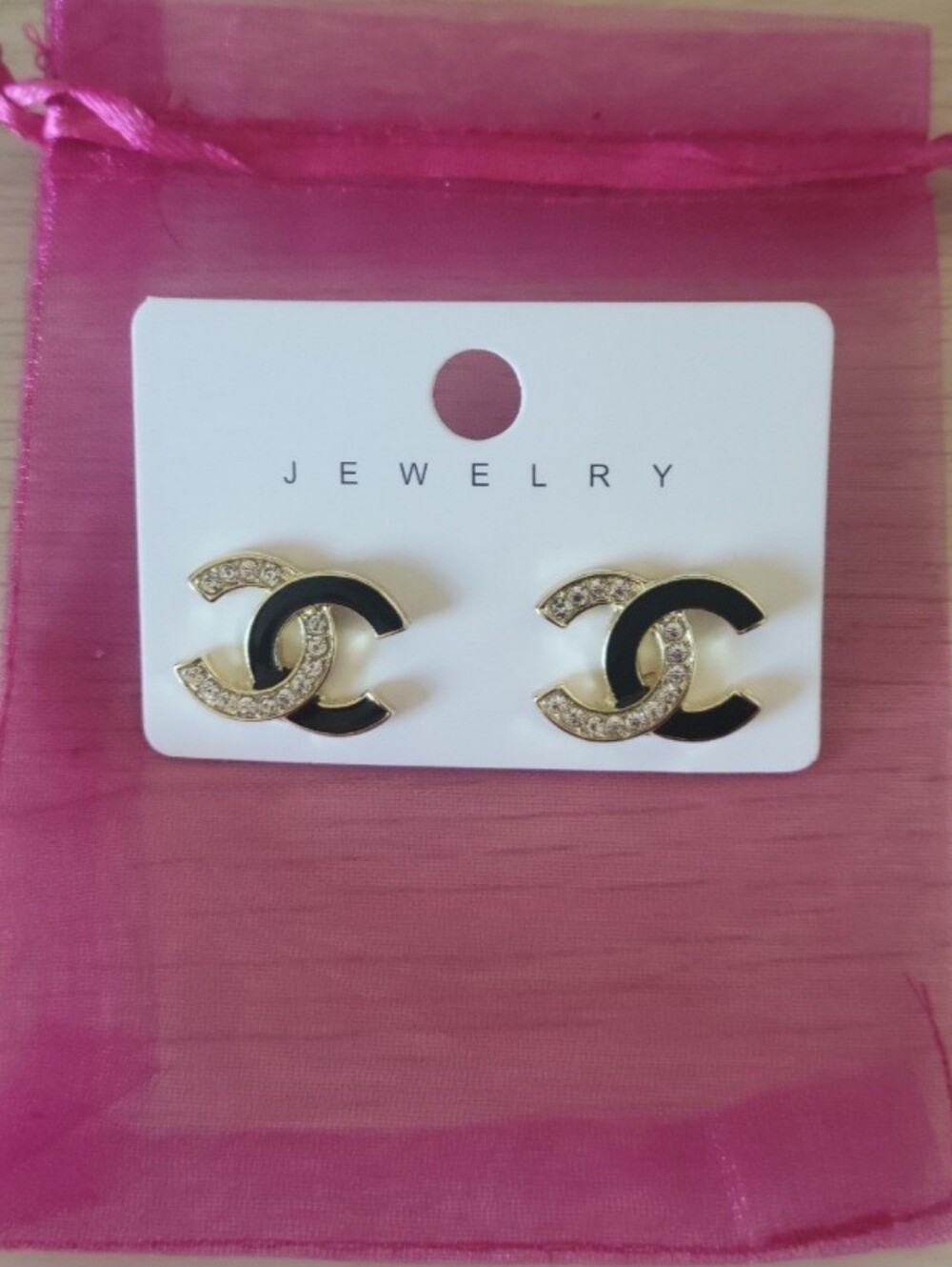 Accessory Collective Black and Gold Interlocking Crystal Stud Earrings